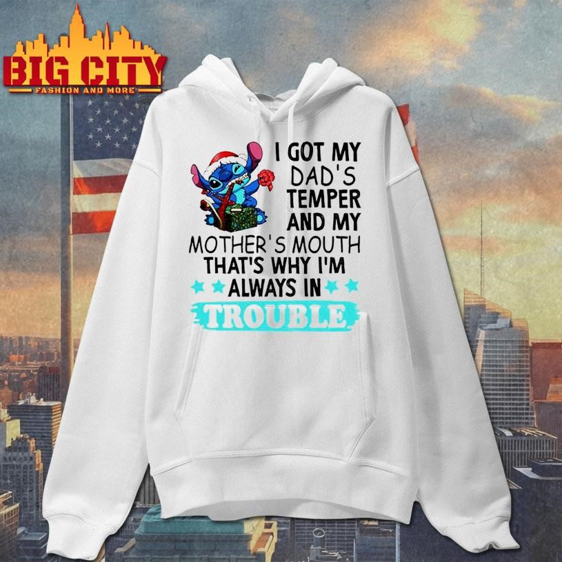 Stitch I got my dad's temper and mother's mouth - Adult & Kids T-Shirts, Sweatshirts & Hoodies apparel design preview 2