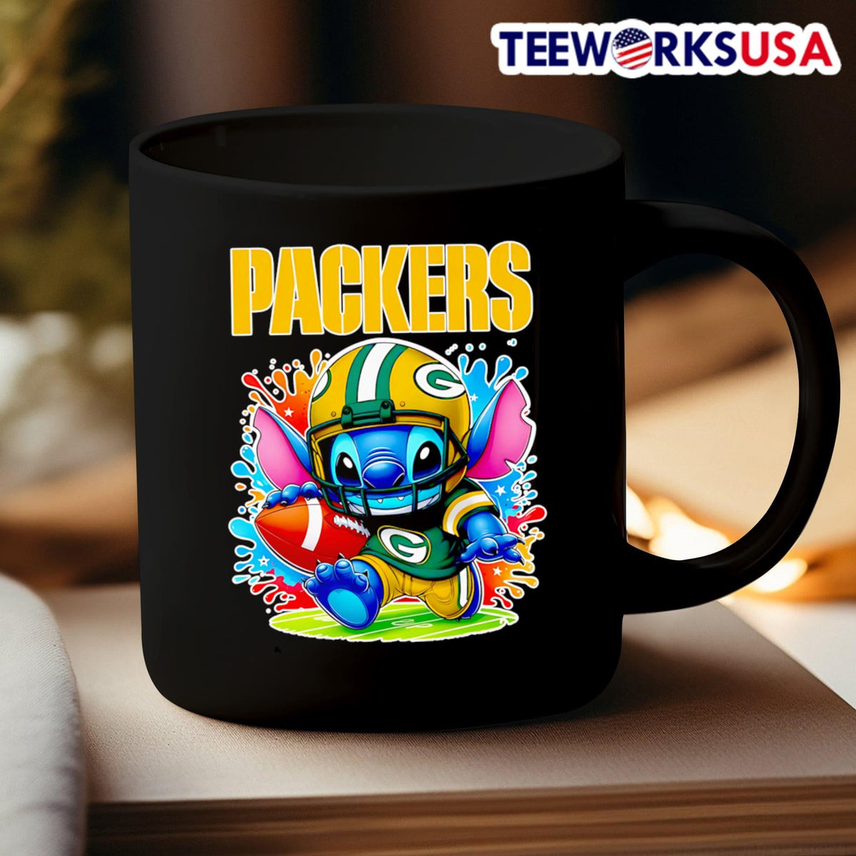 Stitch running Green Bay Packers football - Adult & Kids T-Shirts, Sweatshirts & Hoodies apparel design preview 3