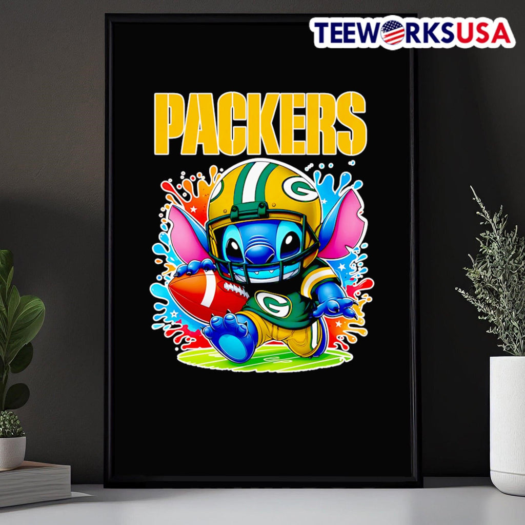 Stitch running Green Bay Packers football - Adult & Kids T-Shirts, Sweatshirts & Hoodies apparel design preview 5