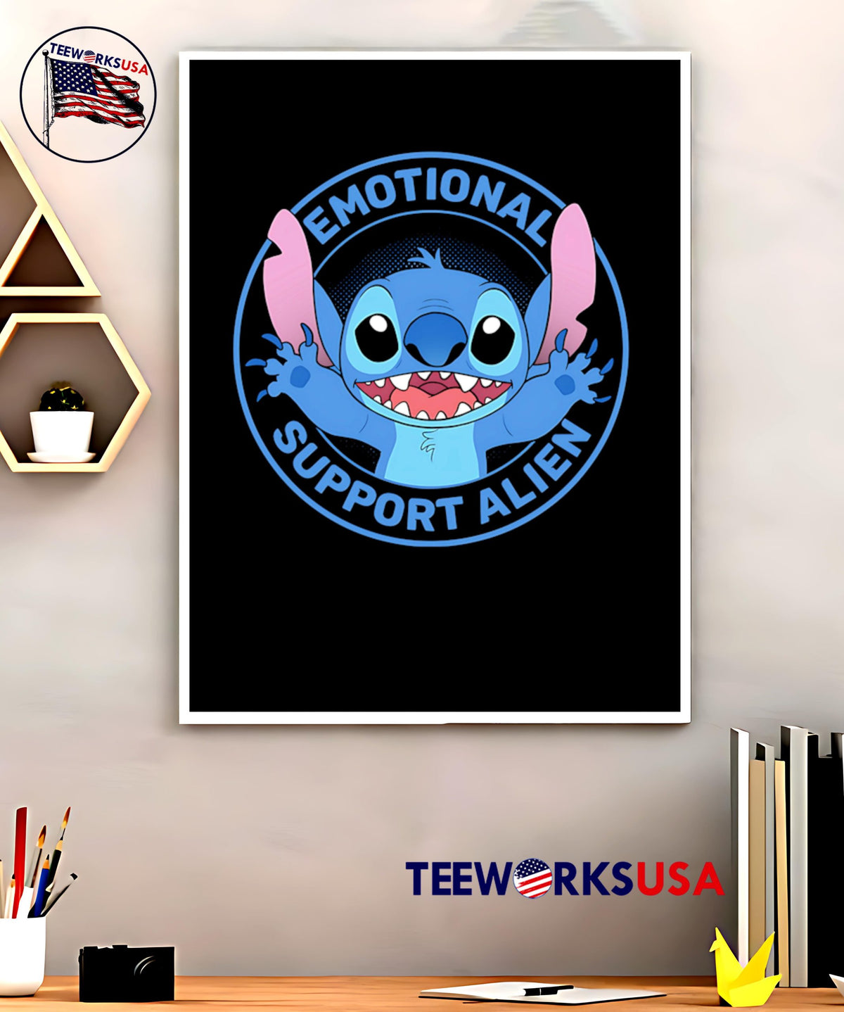 Stitches Emotional Support Alien - Adult & Kids T-Shirts, Sweatshirts & Hoodies apparel design preview 5