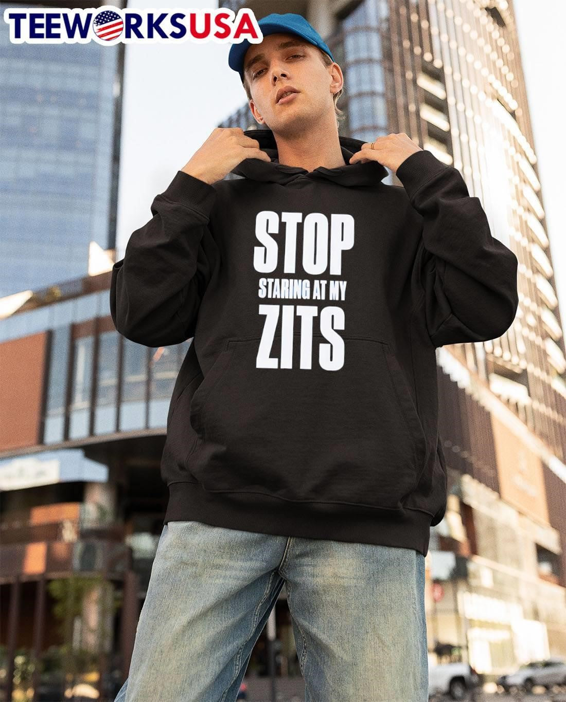 Stop Staring At My Zits - Adult & Kids T-Shirts, Sweatshirts & Hoodies apparel design preview 3