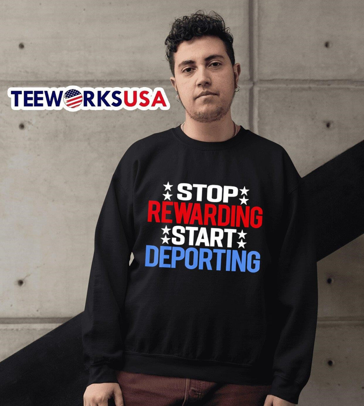 Stop rewarding start deporting - Adult & Kids T-Shirts, Sweatshirts & Hoodies apparel design preview 3