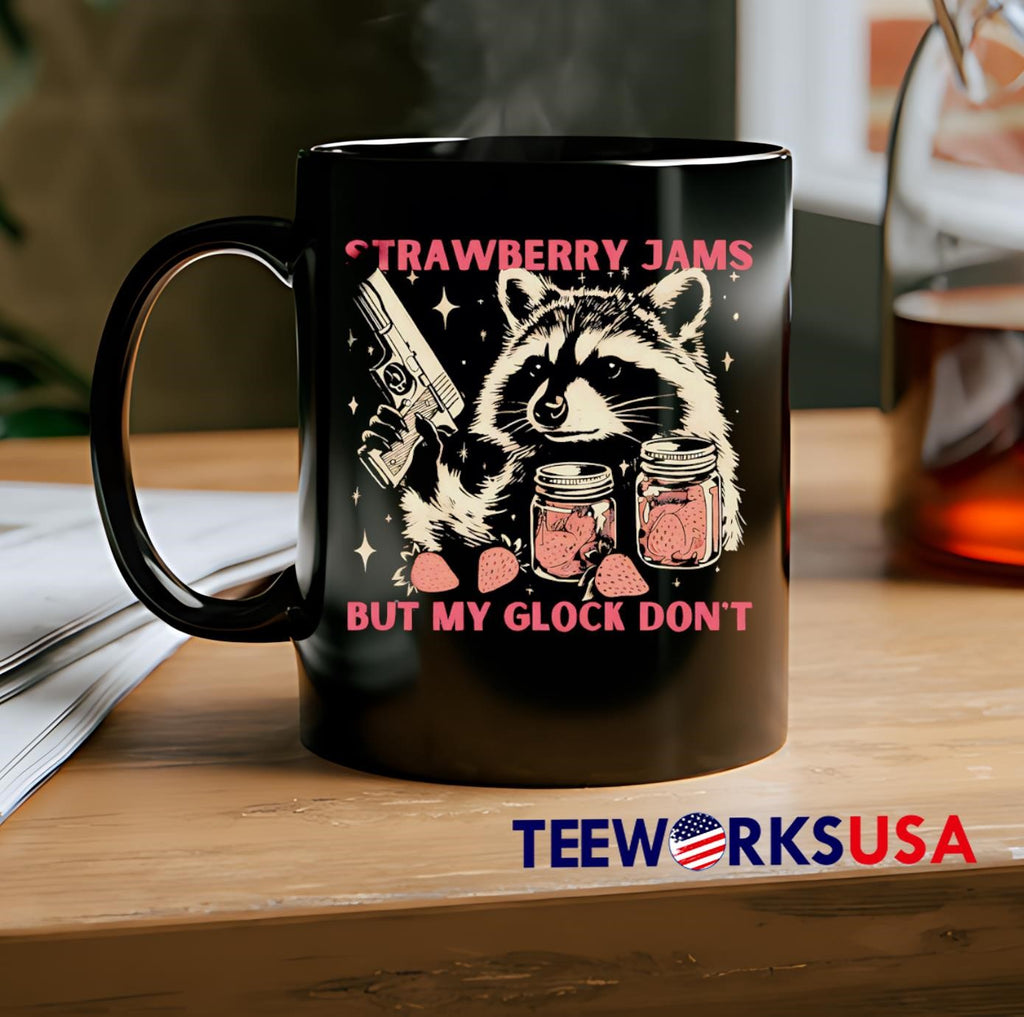 Strawberry Jams Raccoon but my glock don' - Adult & Kids T-Shirts, Sweatshirts & Hoodies apparel design preview 2