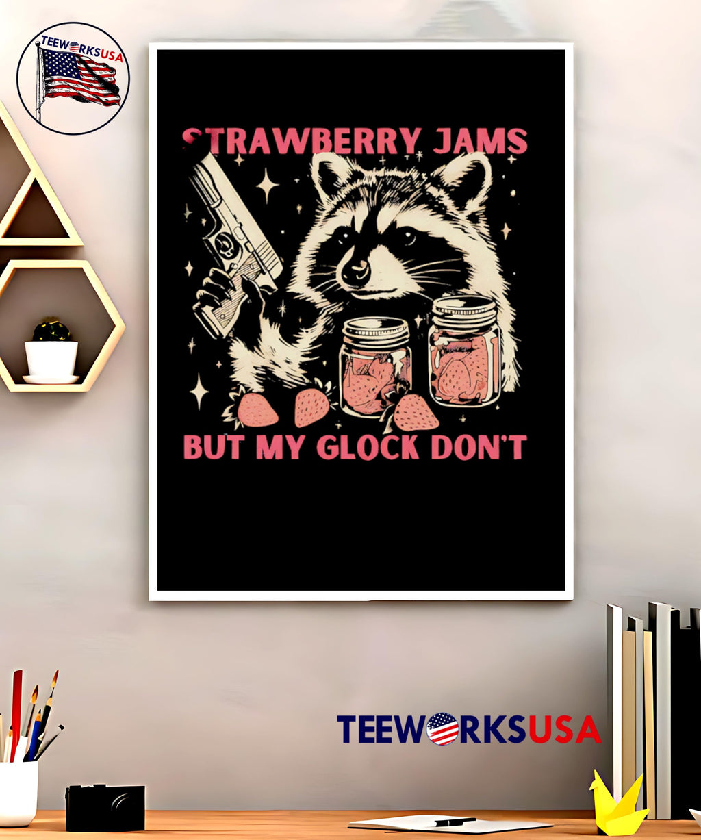 Strawberry Jams Raccoon but my glock don' - Adult & Kids T-Shirts, Sweatshirts & Hoodies apparel design preview 5