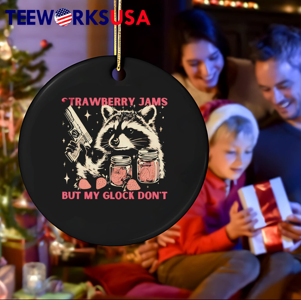 Strawberry Jams Raccoon but my glock don' - Adult & Kids T-Shirts, Sweatshirts & Hoodies apparel design preview 4