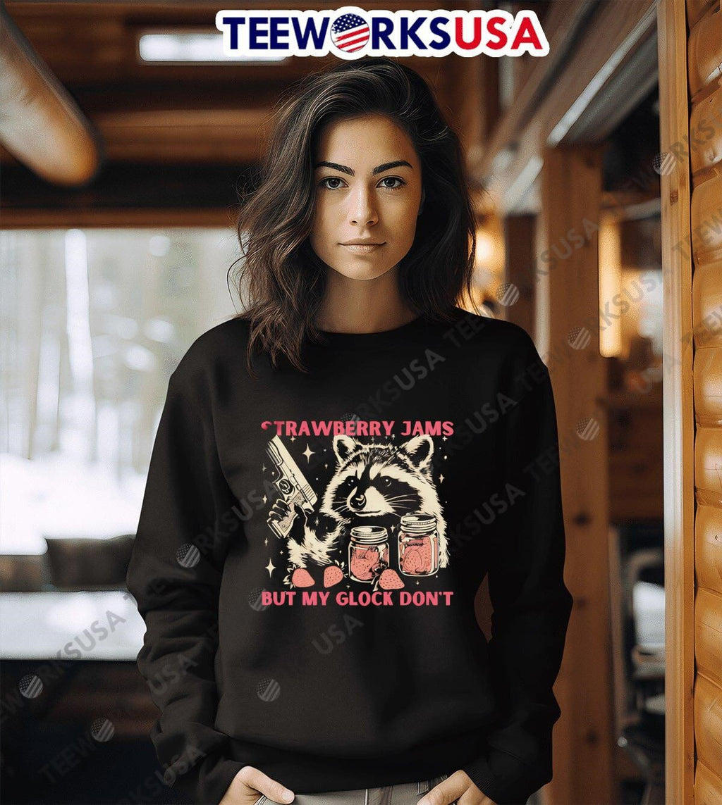 Strawberry Jams Raccoon but my glock don' - Adult & Kids T-Shirts, Sweatshirts & Hoodies apparel design preview 6