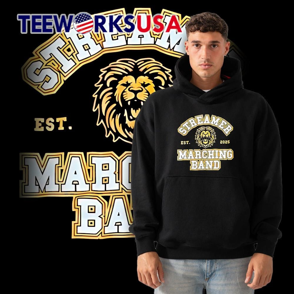 Streamer Marching Band est 2025 Lion Mascot - Adult & Kids T-Shirts, Sweatshirts & Hoodies apparel design preview 2