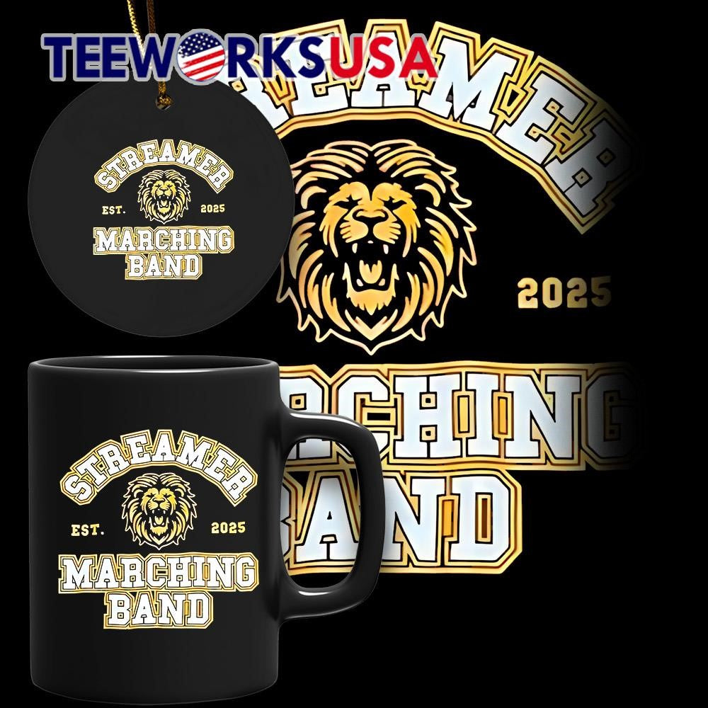 Streamer Marching Band est 2025 Lion Mascot - Adult & Kids T-Shirts, Sweatshirts & Hoodies apparel design preview 4