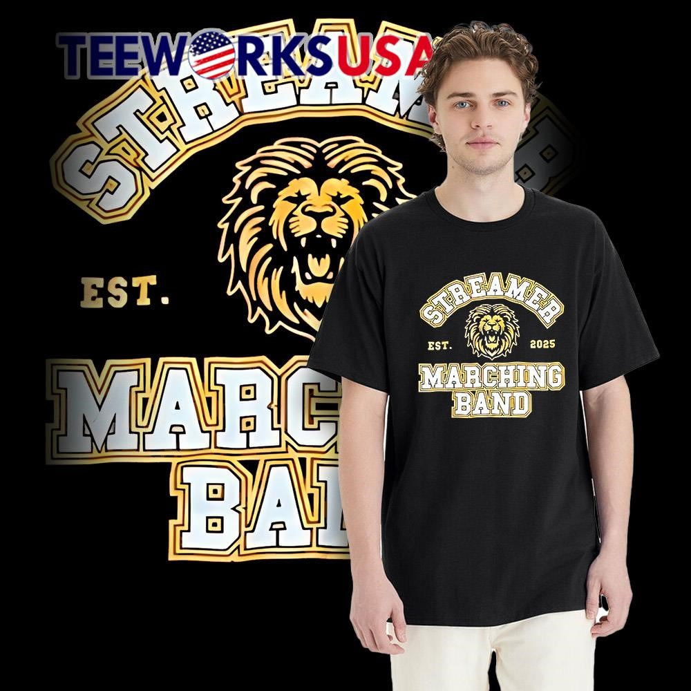 Streamer Marching Band est 2025 Lion Mascot - Adult & Kids T-Shirts, Sweatshirts & Hoodies apparel design preview 1