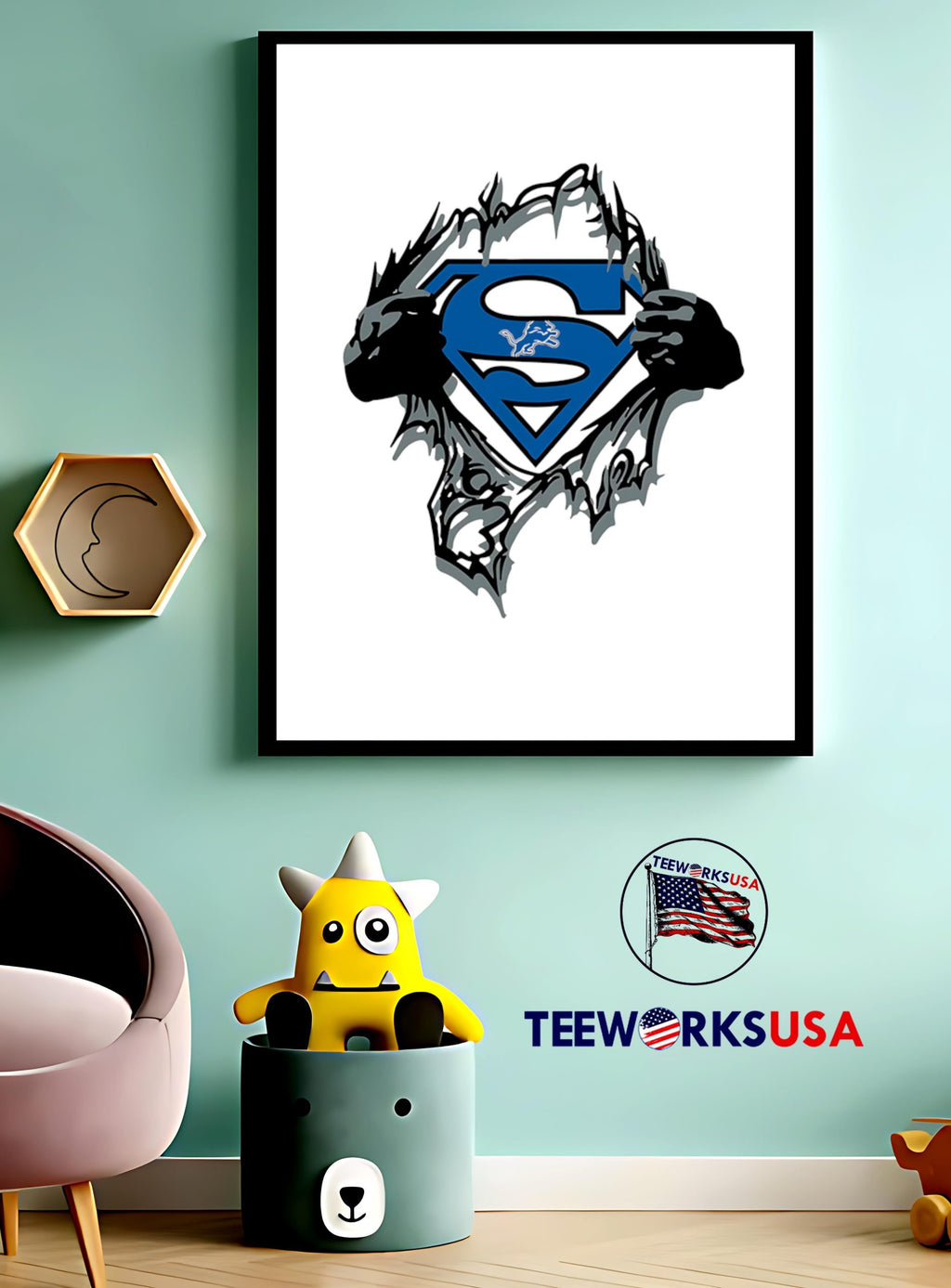 Superhero Detroit Lions - Adult & Kids T-Shirts, Sweatshirts & Hoodies apparel design preview 4