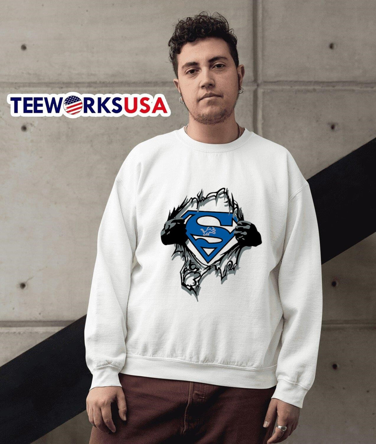 Superhero Detroit Lions - Adult & Kids T-Shirts, Sweatshirts & Hoodies apparel design preview 5