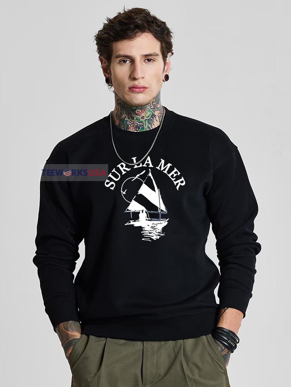 Sur La Mer Sailboat - Adult & Kids T-Shirts, Sweatshirts & Hoodies apparel design preview 5