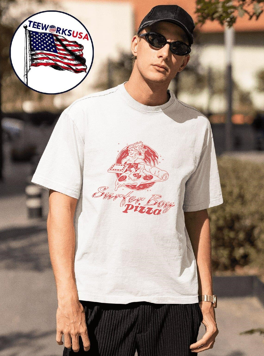Surfer boy pizza - Adult & Kids T-Shirts, Sweatshirts & Hoodies apparel design preview 1