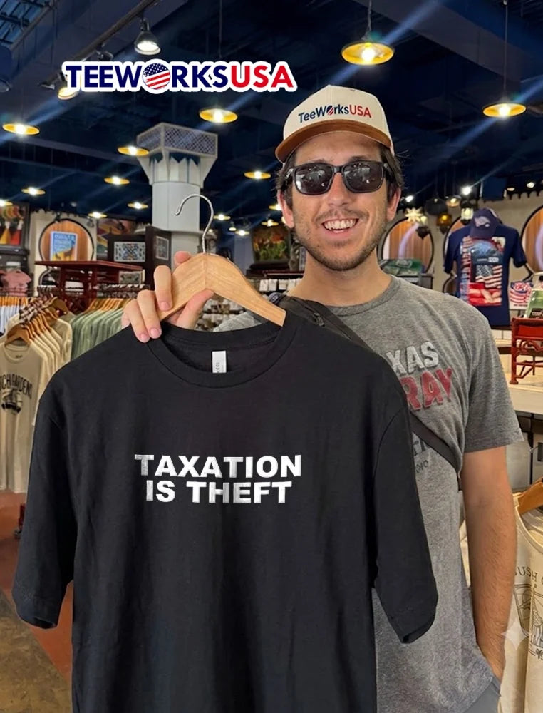 Taxation Is Theft Bold White Block Lettering - Adult & Kids T-Shirts, Sweatshirts & Hoodies apparel design preview 2
