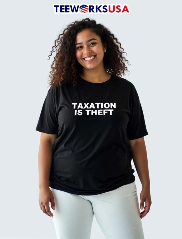 Taxation Is Theft Bold White Block Lettering - Adult & Kids T-Shirts, Sweatshirts & Hoodies apparel design preview 3