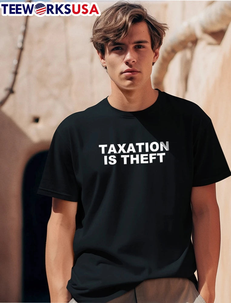 Taxation Is Theft Bold White Block Lettering - Adult & Kids T-Shirts, Sweatshirts & Hoodies apparel design preview 1