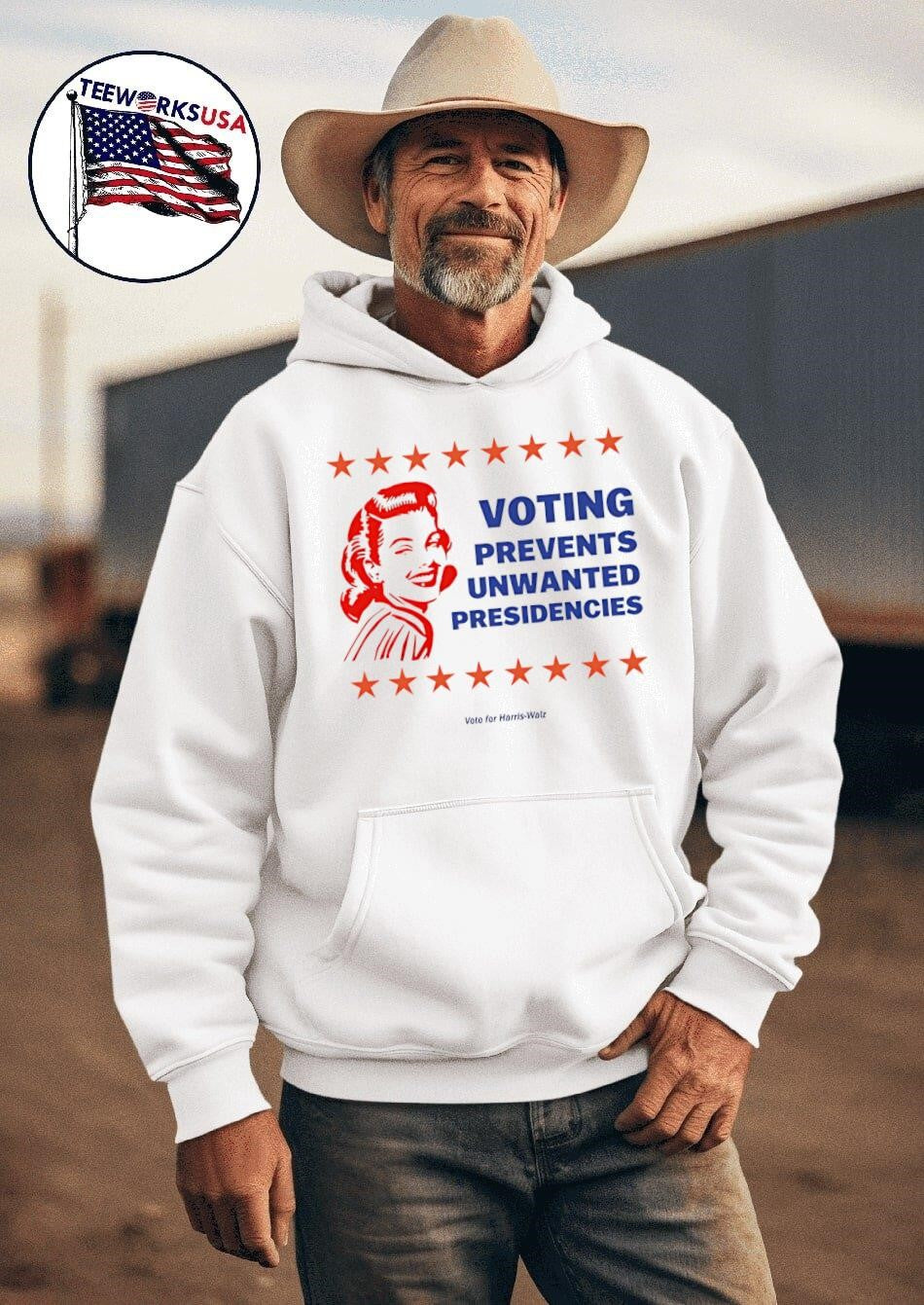Team Kamala voting prevents unwanted presidencies - Adult & Kids T-Shirts, Sweatshirts & Hoodies apparel design preview 2