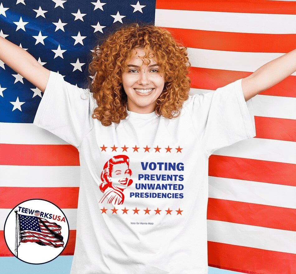 Team Kamala voting prevents unwanted presidencies - Adult & Kids T-Shirts, Sweatshirts & Hoodies apparel design preview 4