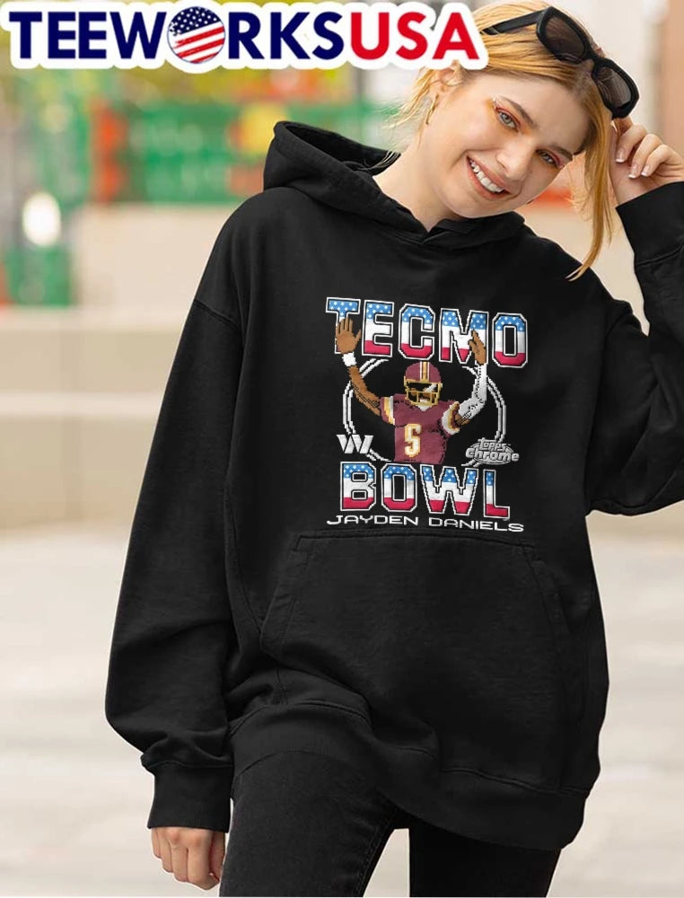 Tecmo Bowl x Topps Chrome Commanders Jayden Daniels - Adult & Kids T-Shirts, Sweatshirts & Hoodies apparel design preview 4