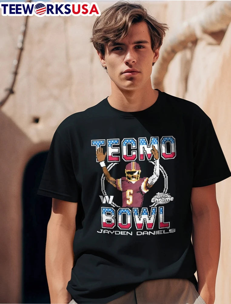 Tecmo Bowl x Topps Chrome Commanders Jayden Daniels - Adult & Kids T-Shirts, Sweatshirts & Hoodies apparel design preview 1