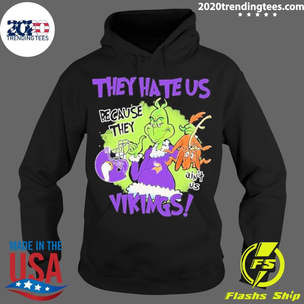 The Grinch They Hate Us Because Ain't Vikings - Adult & Kids T-Shirts, Sweatshirts & Hoodies apparel design preview 2