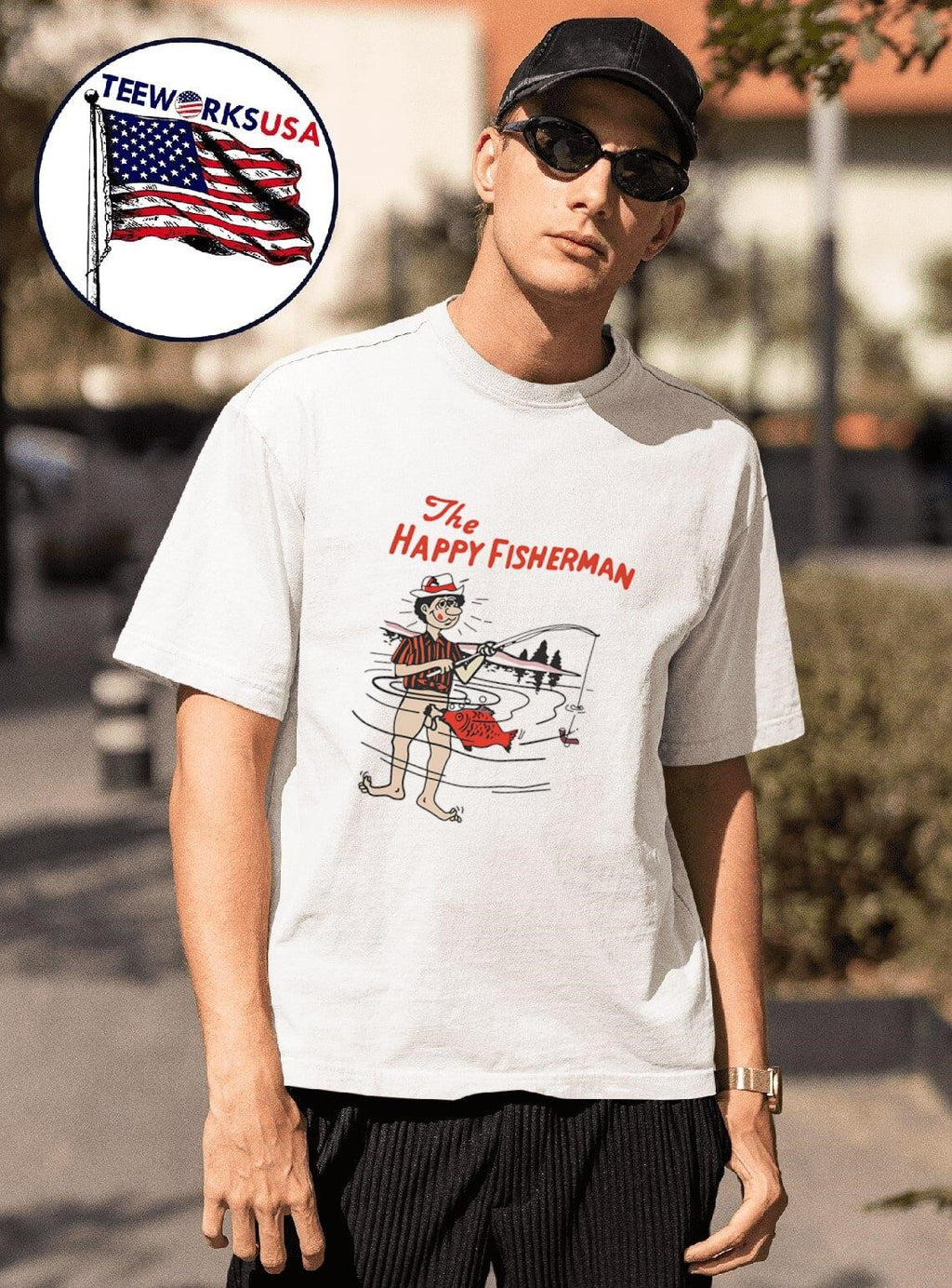 The Happy Fisherman - Adult & Kids T-Shirts, Sweatshirts & Hoodies apparel design preview 1