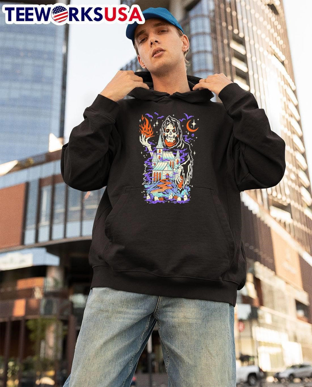 The Haunted Castle death halloween - Adult & Kids T-Shirts, Sweatshirts & Hoodies apparel design preview 3