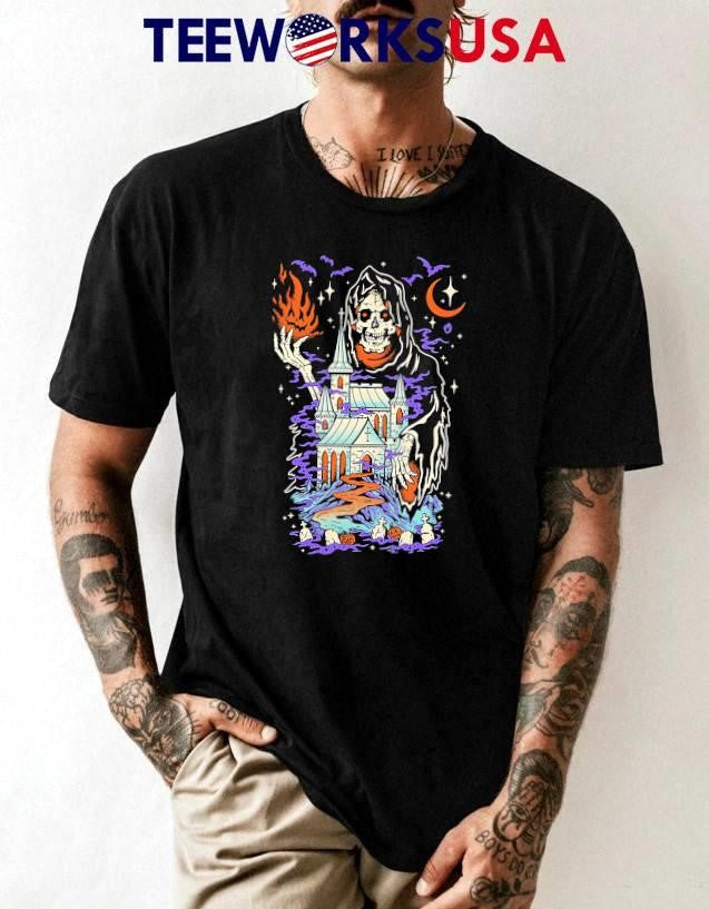 The Haunted Castle death halloween - Adult & Kids T-Shirts, Sweatshirts & Hoodies apparel design preview 1