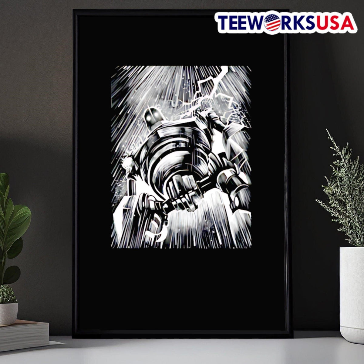 The Iron Giant under rain - Adult & Kids T-Shirts, Sweatshirts & Hoodies apparel design preview 5