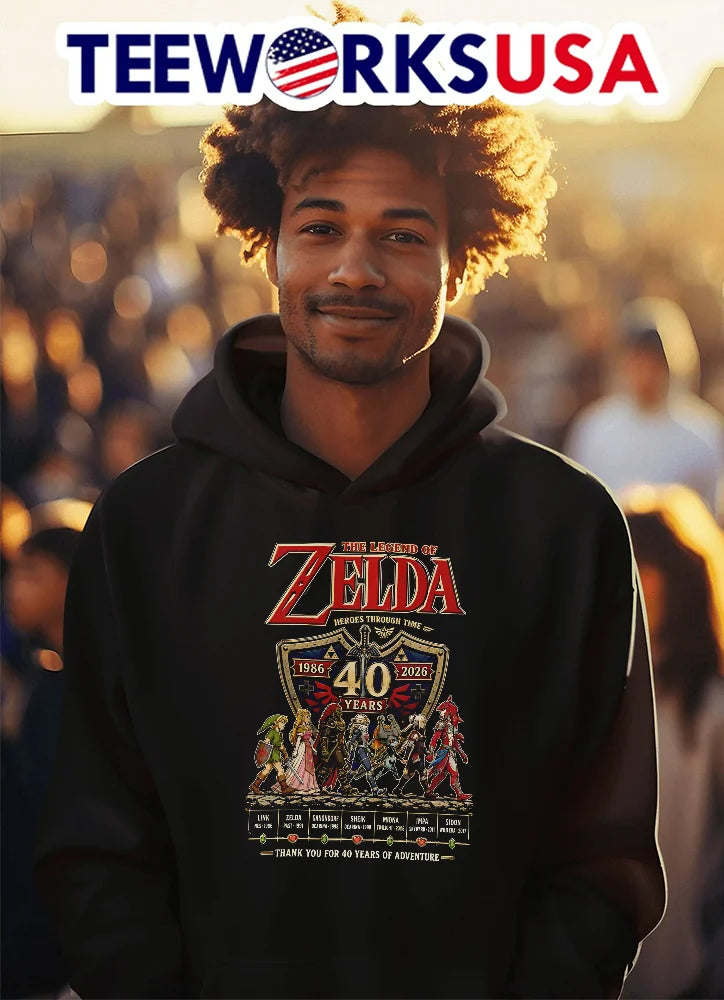 The Legend Of Zelda Heroes Through Time 40 Years - Adult & Kids T-Shirts, Sweatshirts & Hoodies apparel design preview 3