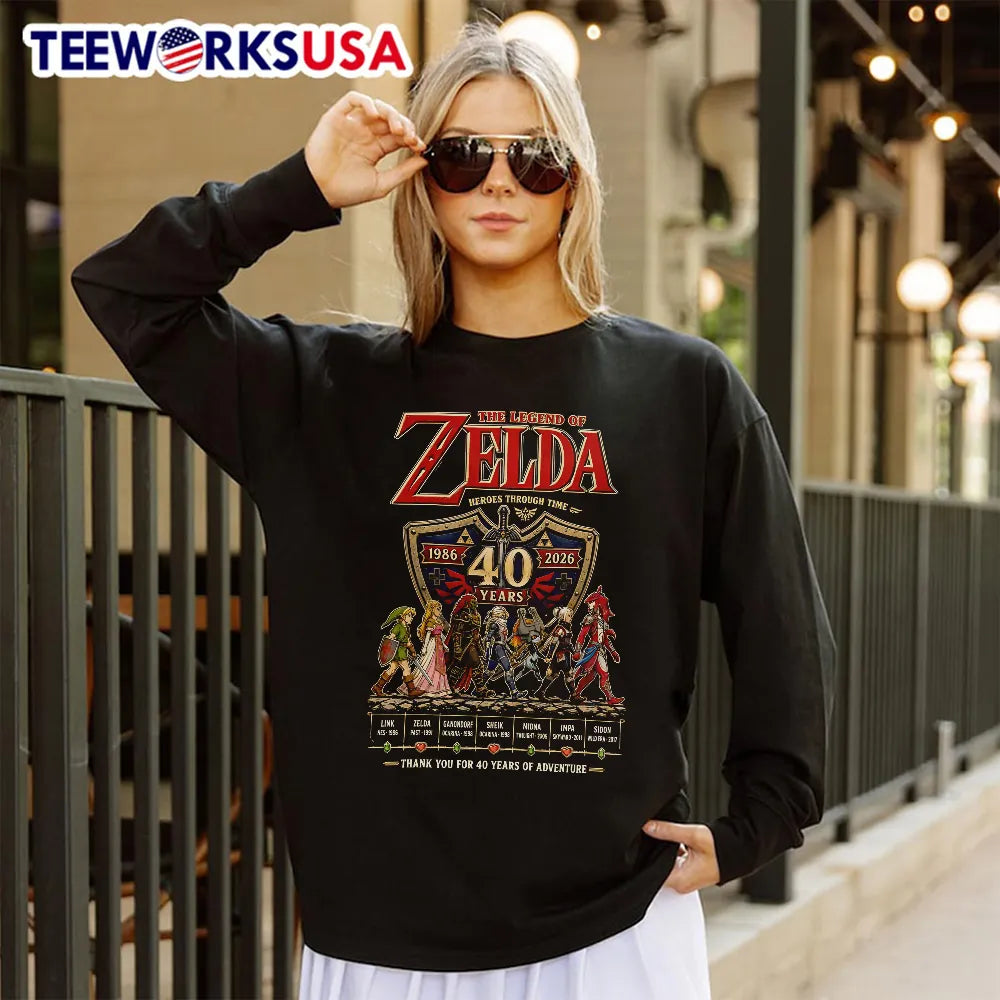 The Legend Of Zelda Heroes Through Time 40 Years - Adult & Kids T-Shirts, Sweatshirts & Hoodies apparel design preview 4