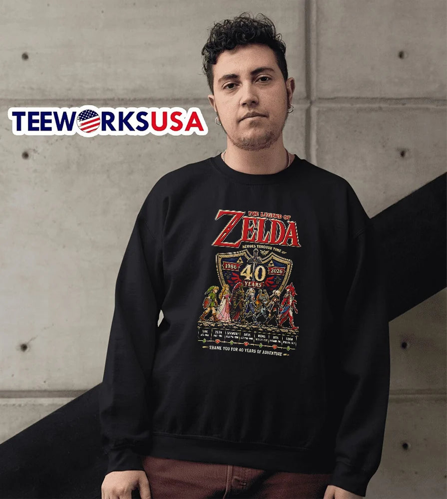 The Legend Of Zelda Heroes Through Time 40 Years - Adult & Kids T-Shirts, Sweatshirts & Hoodies apparel design preview 5