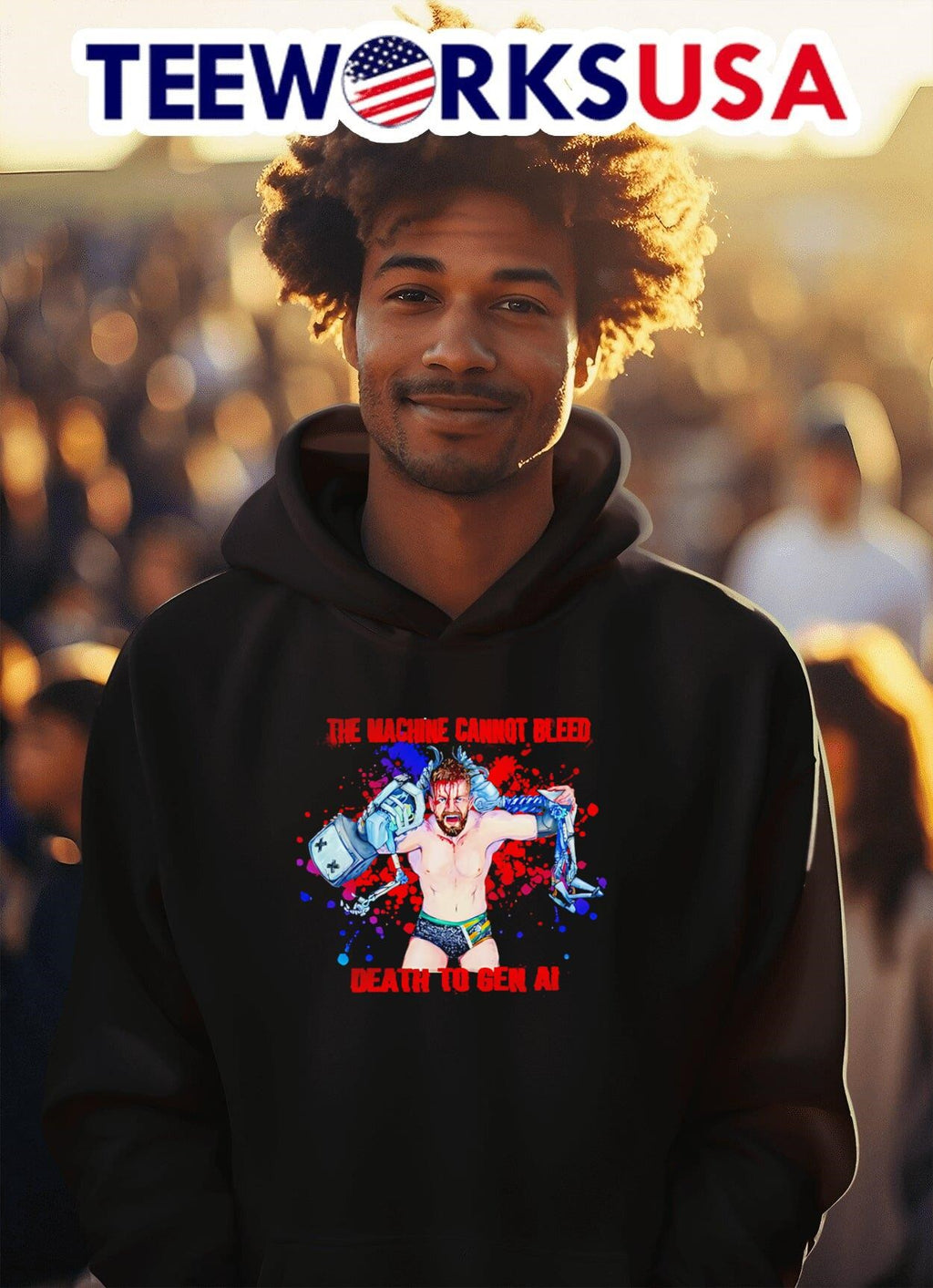 The Machine Cannot Bleed Death To Gen Ai - Adult & Kids T-Shirts, Sweatshirts & Hoodies apparel design preview 2