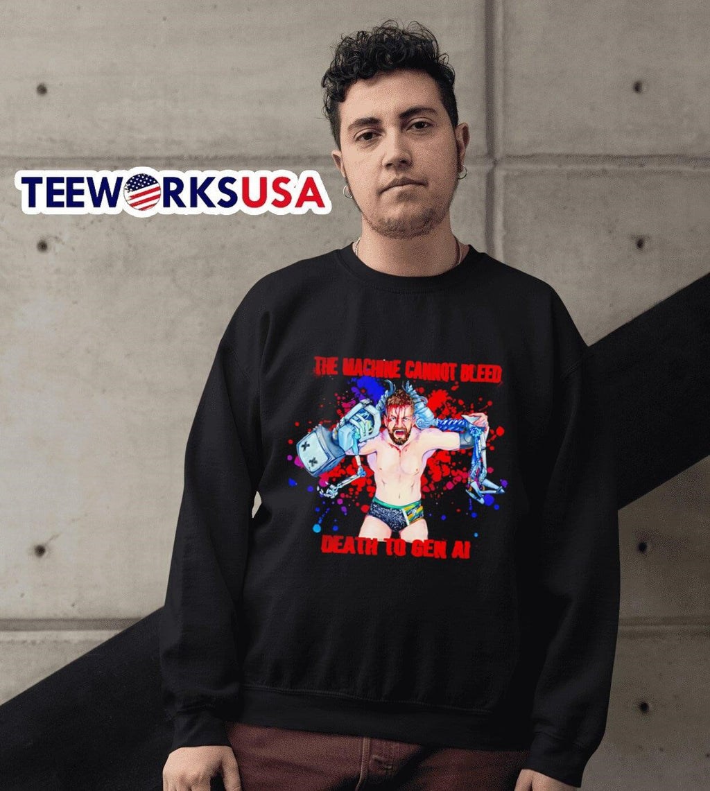 The Machine Cannot Bleed Death To Gen Ai - Adult & Kids T-Shirts, Sweatshirts & Hoodies apparel design preview 6