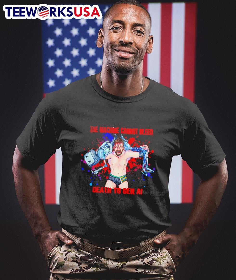 The Machine Cannot Bleed Death To Gen Ai - Adult & Kids T-Shirts, Sweatshirts & Hoodies apparel design preview 1