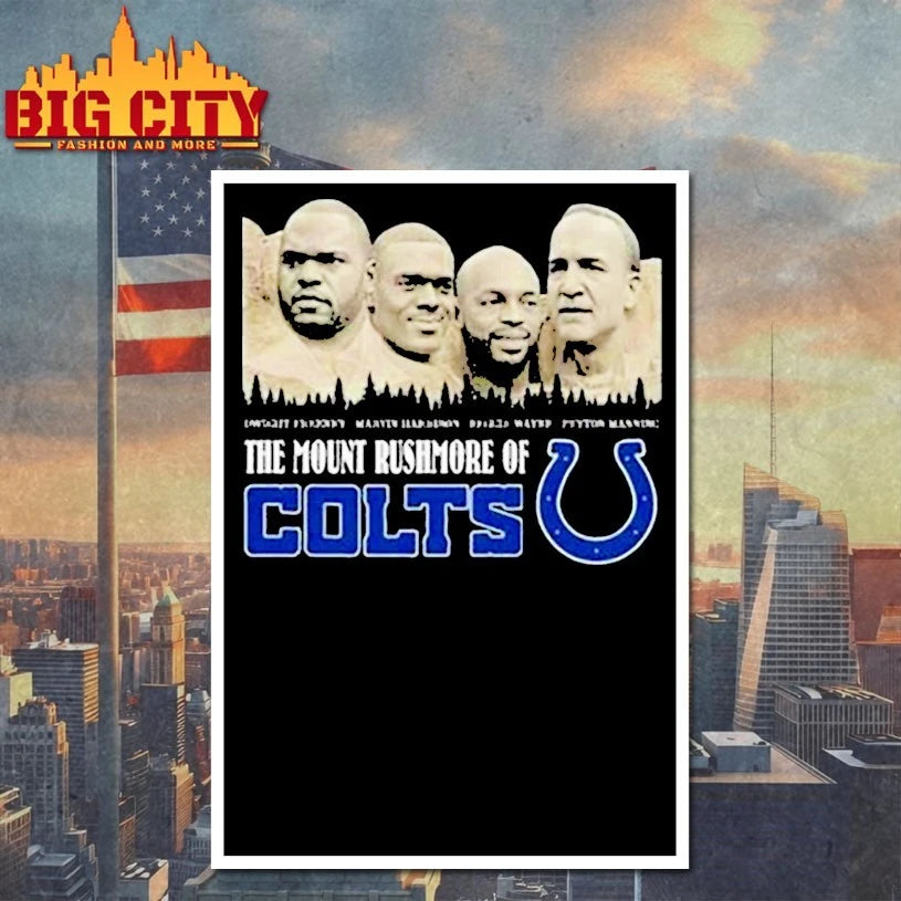 The Mount Rushmore Of Indianapolis Colts Legends 2025 - Adult & Kids T-Shirts, Sweatshirts & Hoodies apparel design preview 4