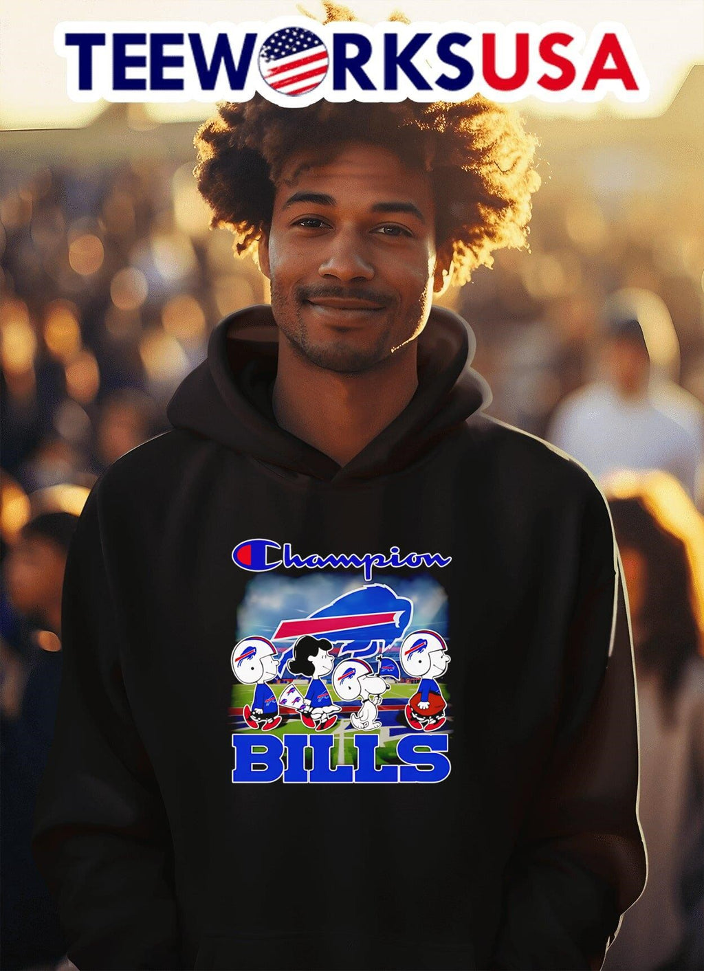 The Peanuts walking Champion Buffalo Bills - Adult & Kids T-Shirts, Sweatshirts & Hoodies apparel design preview 2