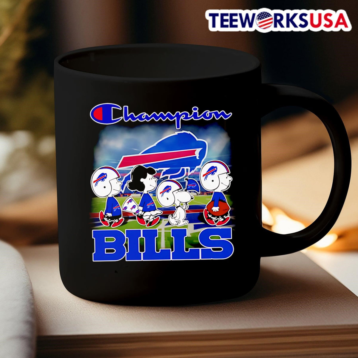 The Peanuts walking Champion Buffalo Bills - Adult & Kids T-Shirts, Sweatshirts & Hoodies apparel design preview 3