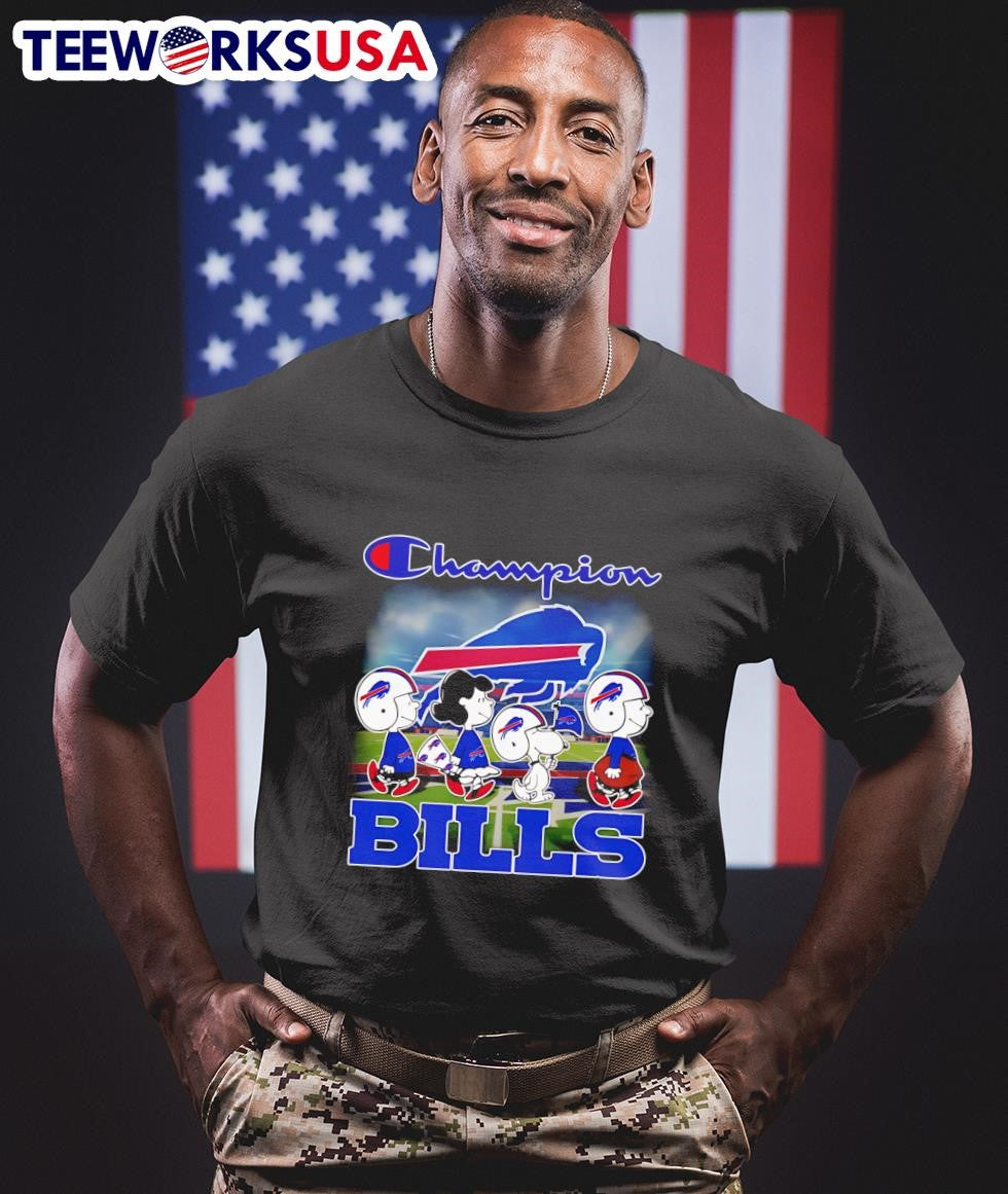 The Peanuts walking Champion Buffalo Bills - Adult & Kids T-Shirts, Sweatshirts & Hoodies apparel design preview 1