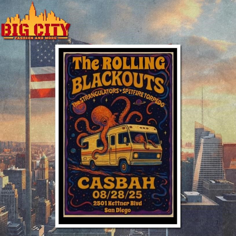 The Rolling Blackouts San Diego 2025 Poster - Adult & Kids T-Shirts, Sweatshirts & Hoodies apparel design preview 4