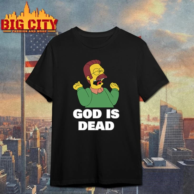 The Simpsons Ned Flanders God Is Dead - Adult & Kids T-Shirts, Sweatshirts & Hoodies apparel design preview 1
