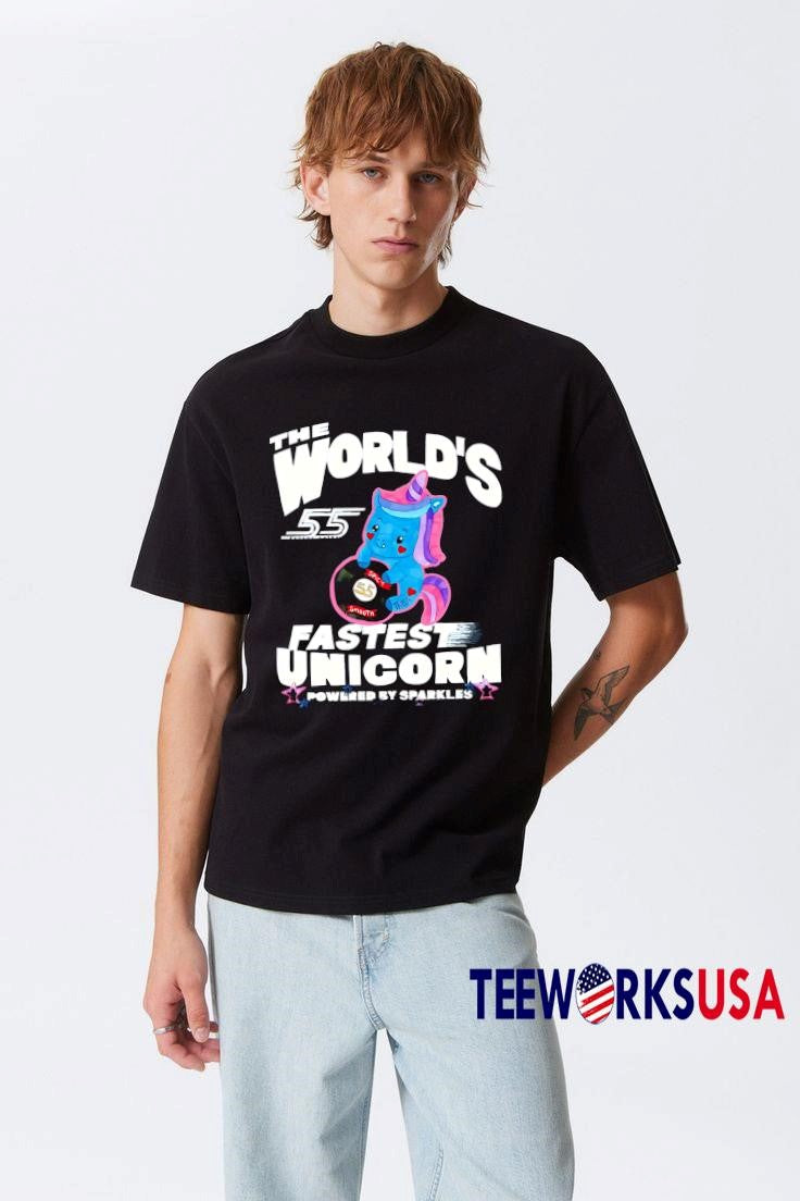 The World's Fastest Unicorn powered by sparkles - Adult & Kids T-Shirts, Sweatshirts & Hoodies apparel design preview 3