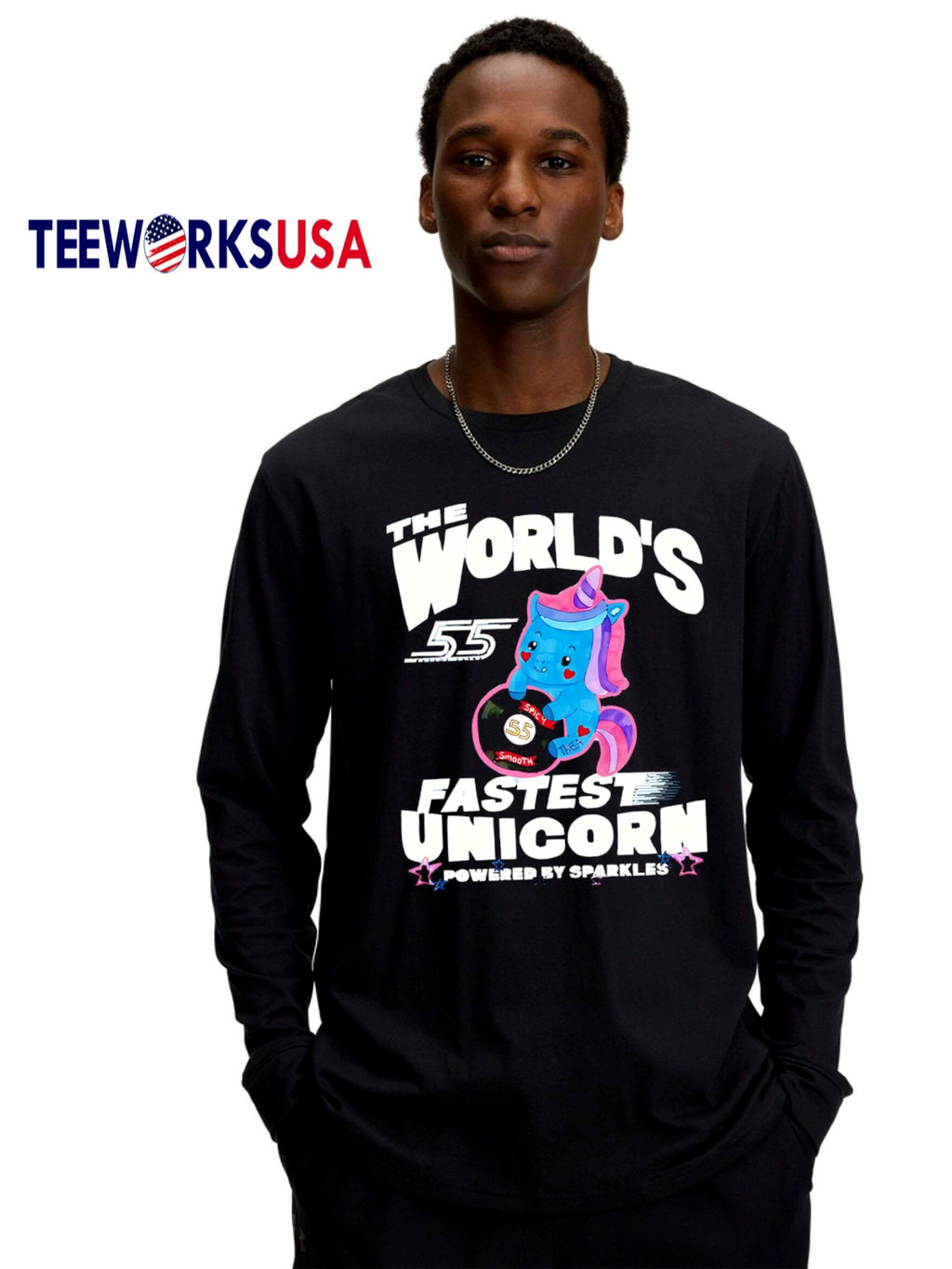 The World's Fastest Unicorn powered by sparkles - Adult & Kids T-Shirts, Sweatshirts & Hoodies apparel design preview 4