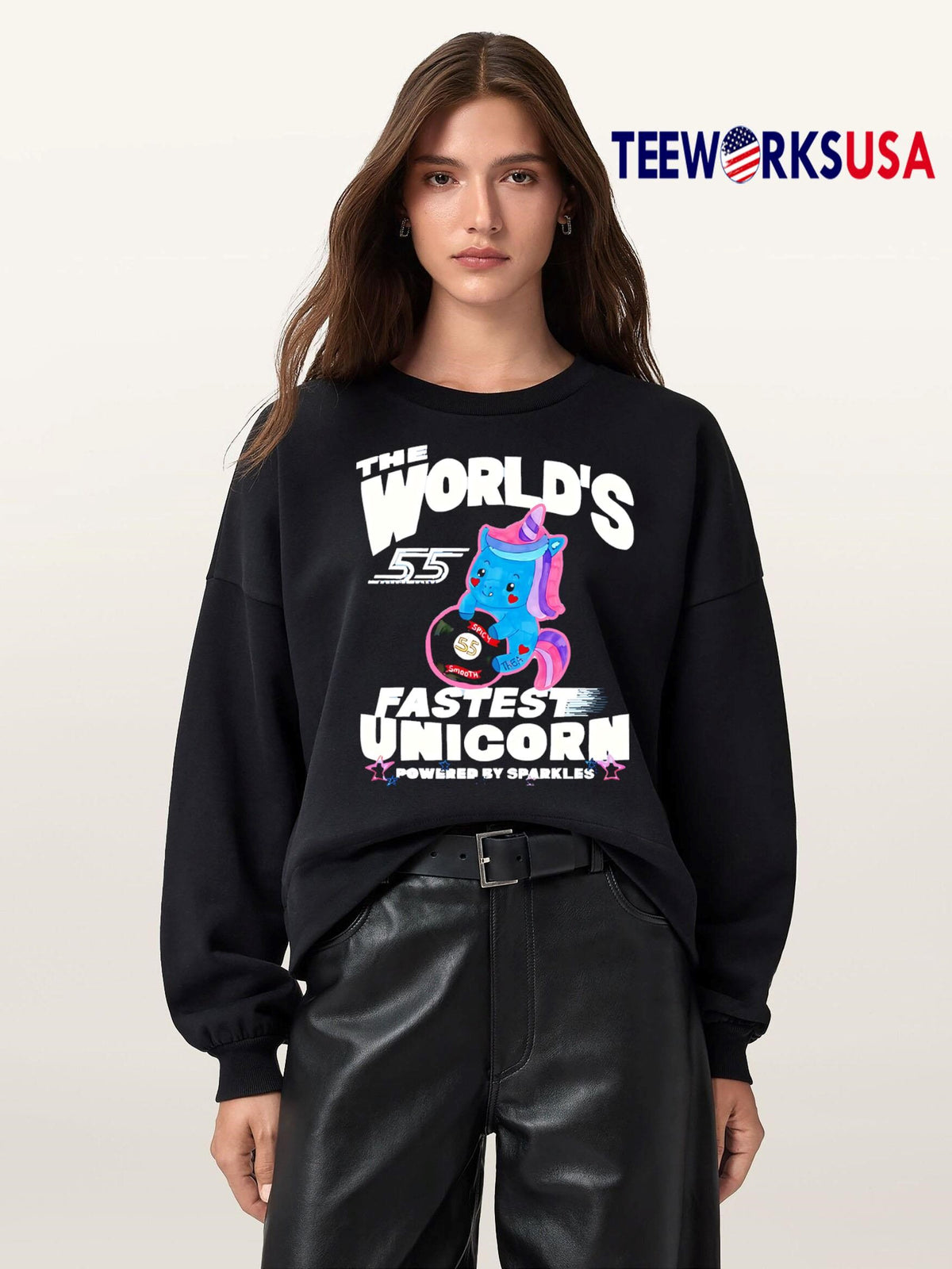 The World's Fastest Unicorn powered by sparkles - Adult & Kids T-Shirts, Sweatshirts & Hoodies apparel design preview 5
