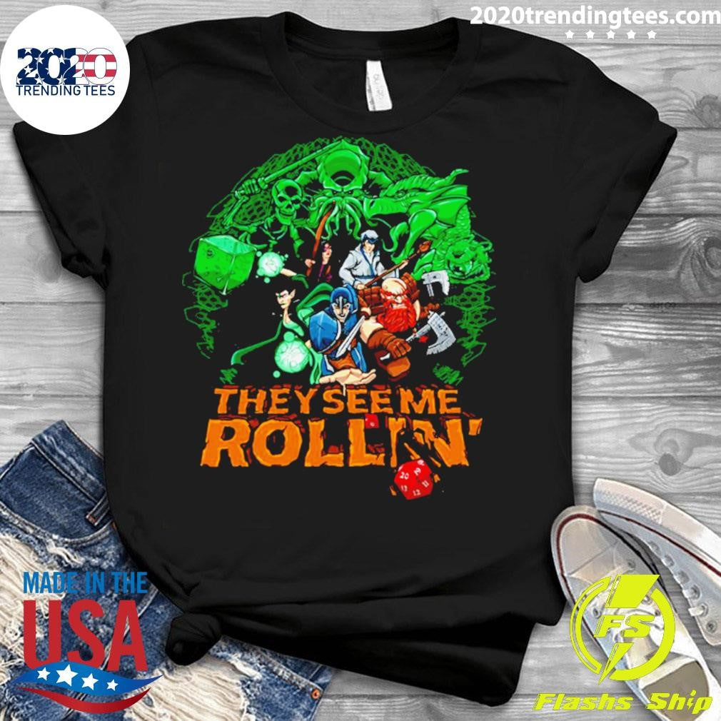 They See Me Rollin Funny Dungeons And Dragons - Adult & Kids T-Shirts, Sweatshirts & Hoodies apparel design preview 3