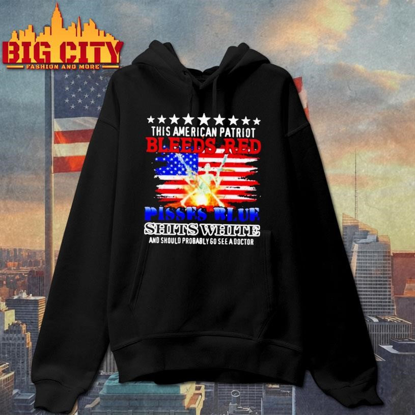 This American Patriot Bleeds Red Pisses Blue Shits - Adult & Kids T-Shirts, Sweatshirts & Hoodies apparel design preview 2