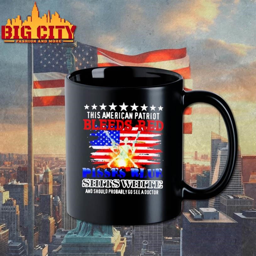 This American Patriot Bleeds Red Pisses Blue Shits - Adult & Kids T-Shirts, Sweatshirts & Hoodies apparel design preview 3