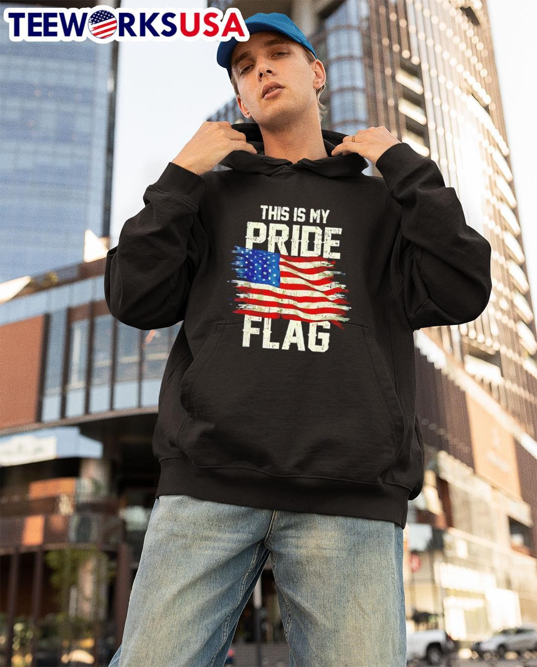This Is My Pride Flag USA American 4th of July retro - Adult & Kids T-Shirts, Sweatshirts & Hoodies apparel design preview 3