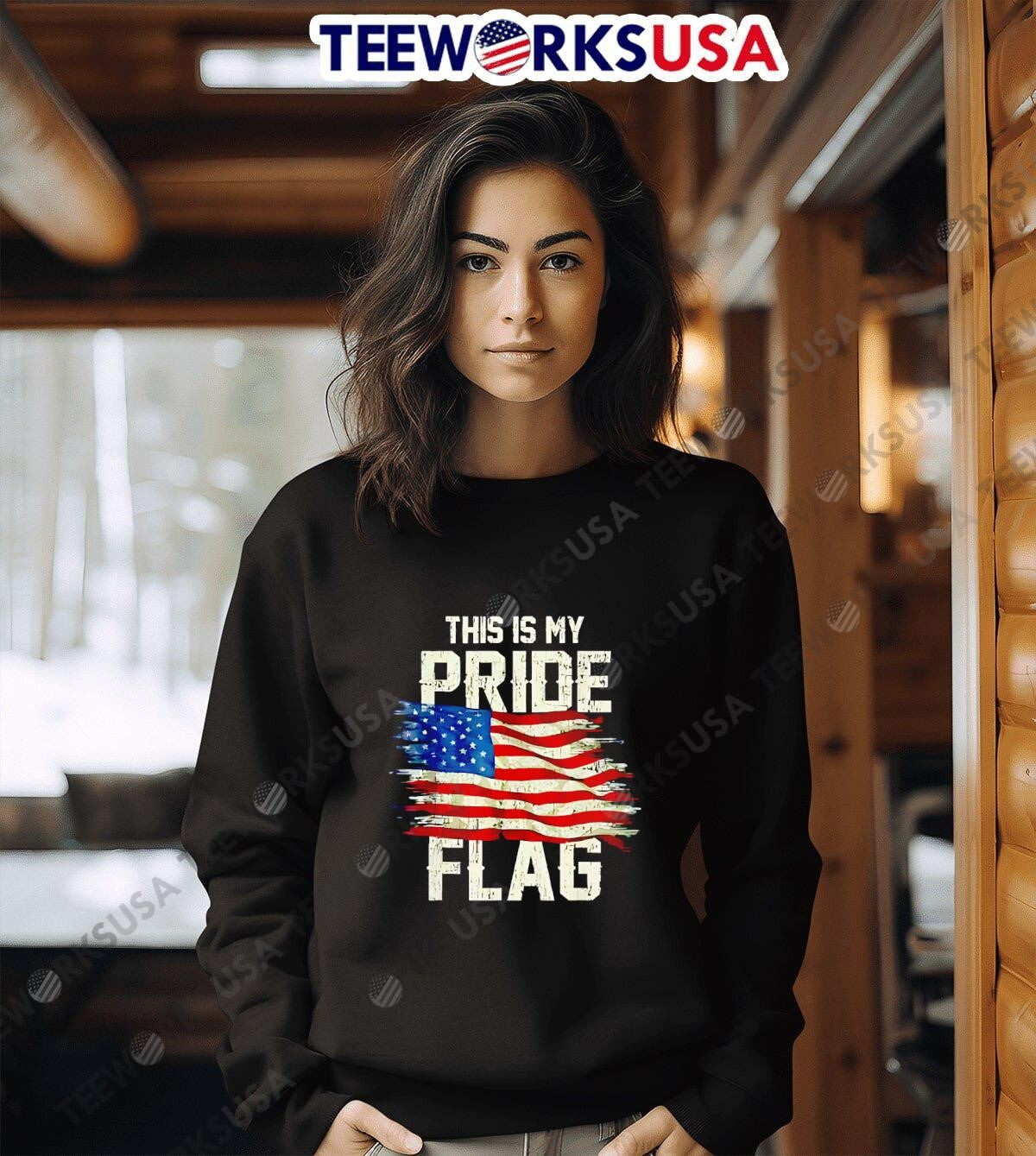 This Is My Pride Flag USA American 4th of July retro - Adult & Kids T-Shirts, Sweatshirts & Hoodies apparel design preview 6