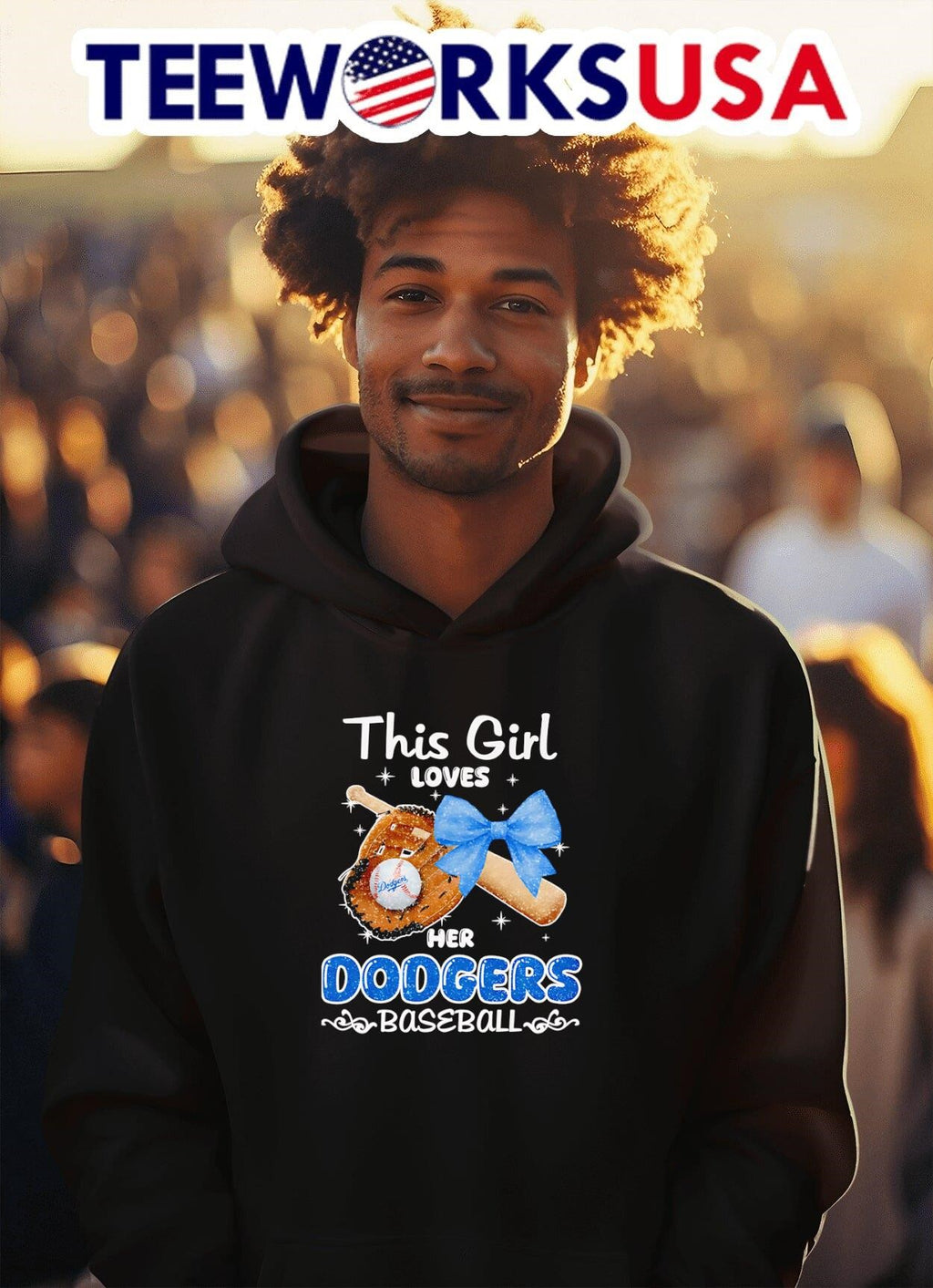 This girl loves her Dodgers baseball - Adult & Kids T-Shirts, Sweatshirts & Hoodies apparel design preview 2